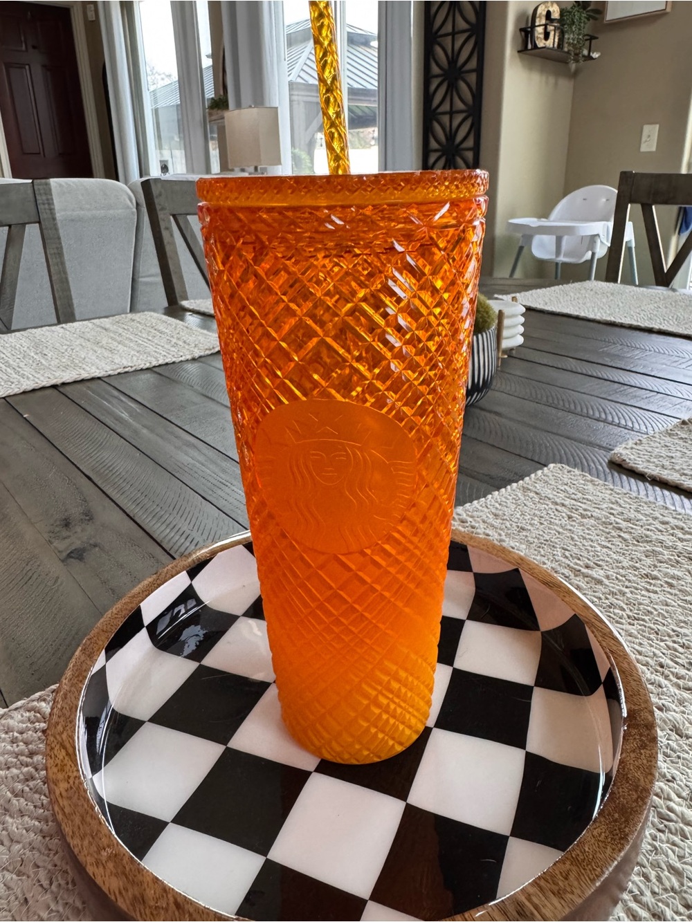 Starbucks Orange Textured Reusable Tumbler with Straw